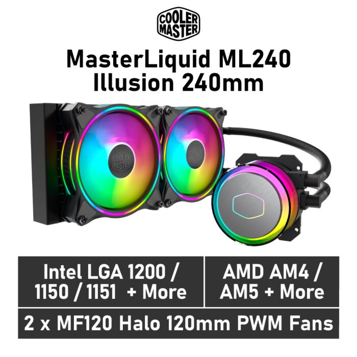 Cooler Master MasterLiquid ML240 Illusion 240mm MLX-D24M-A18P2-R1 Liquid Cooler by coolermaster at Rebel Tech