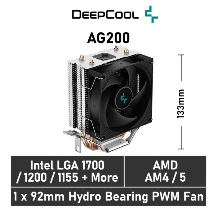 DeepCool AG200 R-AG200-BKNNMN-G Air Cooler by deepcool at Rebel Tech