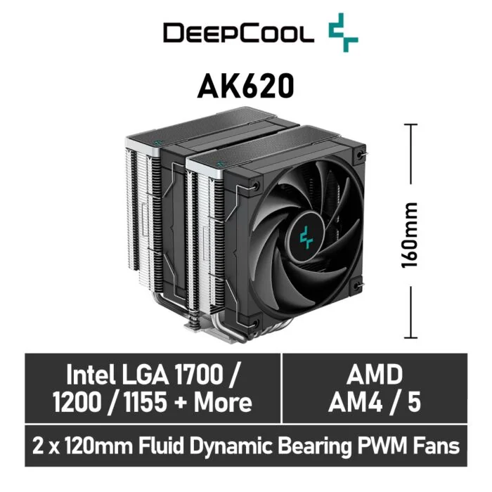 DeepCool AK620 R-AK620-BKNNMT-G Air Cooler: Fans / Cooling - Buy Now -