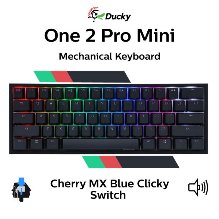 Ducky One 2 Pro Mini Cherry MX Blue DKON2061ST-CUSPDAZT2 Mini Size Mechanical Keyboard by ducky at Rebel Tech