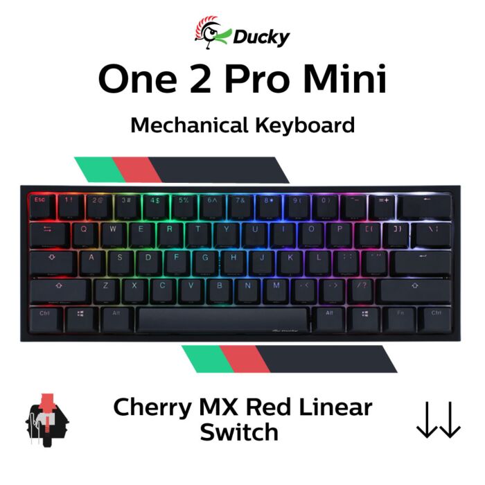 Ducky One 2 Pro Mini Cherry MX Red DKON2061ST-RUSPDAZT2 Mini Size Mechanical Keyboard by ducky at Rebel Tech