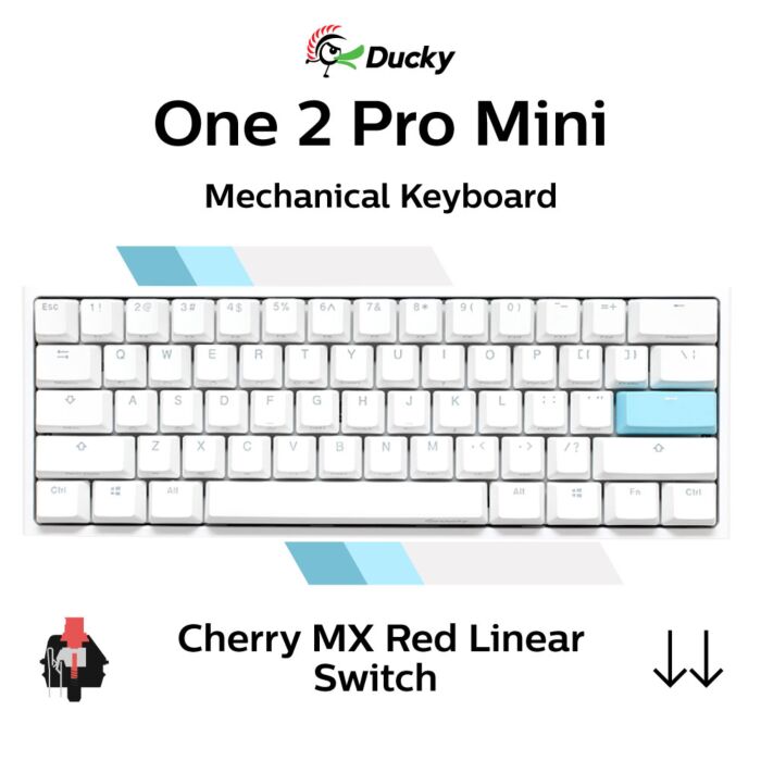 Ducky One 2 Pro Mini Cherry MX Red DKON2061ST-RUSPDWWT2 Mini Size Mechanical Keyboard by ducky at Rebel Tech