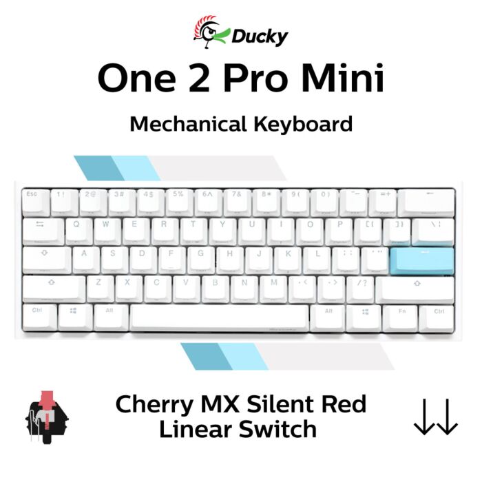 Ducky One 2 Pro Mini Cherry MX Silent Red DKON2061ST-SUSPDWWT2 Mini Size Mechanical Keyboard by ducky at Rebel Tech