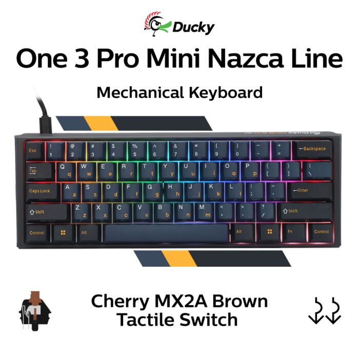 Ducky One 3 Pro Mini Nazca Line Cherry MX2A Brown DKON2361ST-CBUSPTCHNAZ001 Mini Size Mechanical Keyboard by ducky at Rebel Tech