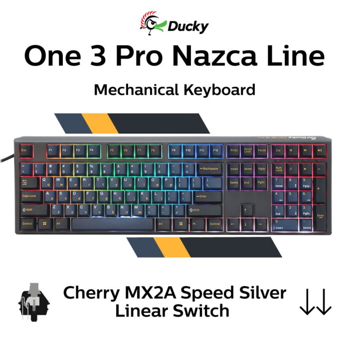 Ducky One 3 Pro Nazca Line Cherry MX2A Speed Silver DKON2308ST-CPUSPTCHNAZ001 Full Size Mechanical Keyboard by ducky at Rebel Tech