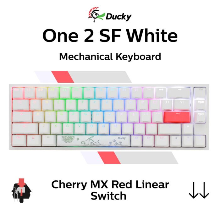 Ducky One 2 SF White Cherry MX Red DKON1967ST-RUSPDWWT1 SF Size Mechanical Keyboard by ducky at Rebel Tech