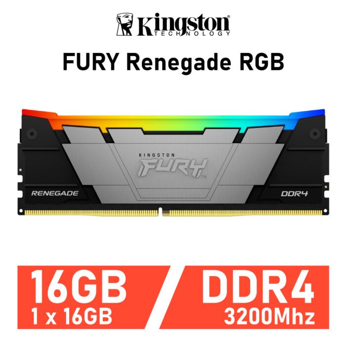 Kingston FURY Renegade RGB 16GB DDR4-3200 CL16 1.35v KF432C16RB1A/16 Desktop Memory by kingston at Rebel Tech