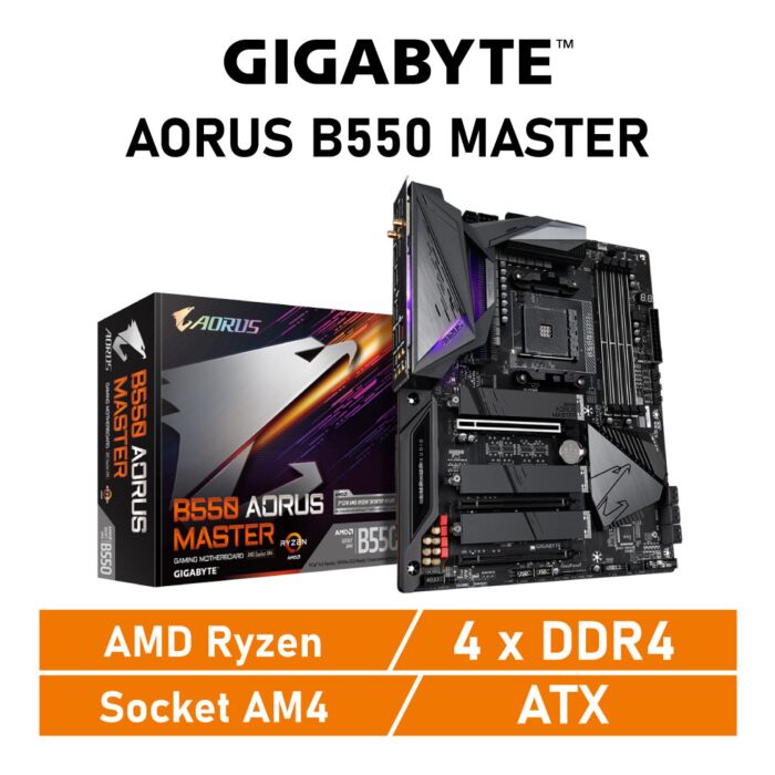 GIGABYTE B550 AORUS MASTER AM4 AMD B550 ATX AMD Motherboard by gigabyte at Rebel Tech