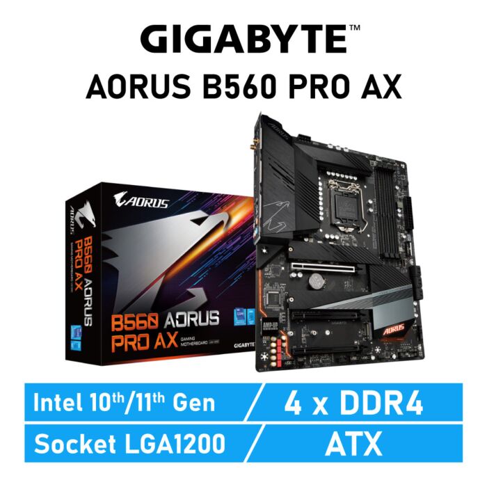 GIGABYTE B560 AORUS PRO AX LGA1200 Intel B560 ATX Intel Motherboard by gigabyte at Rebel Tech