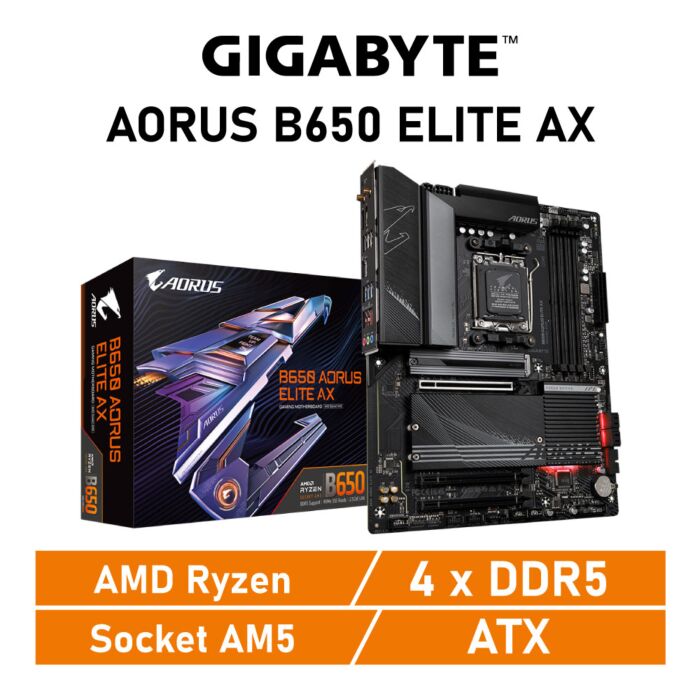 GIGABYTE B650 AORUS ELITE AX AM5 AMD B650 ATX AMD Motherboard by gigabyte at Rebel Tech