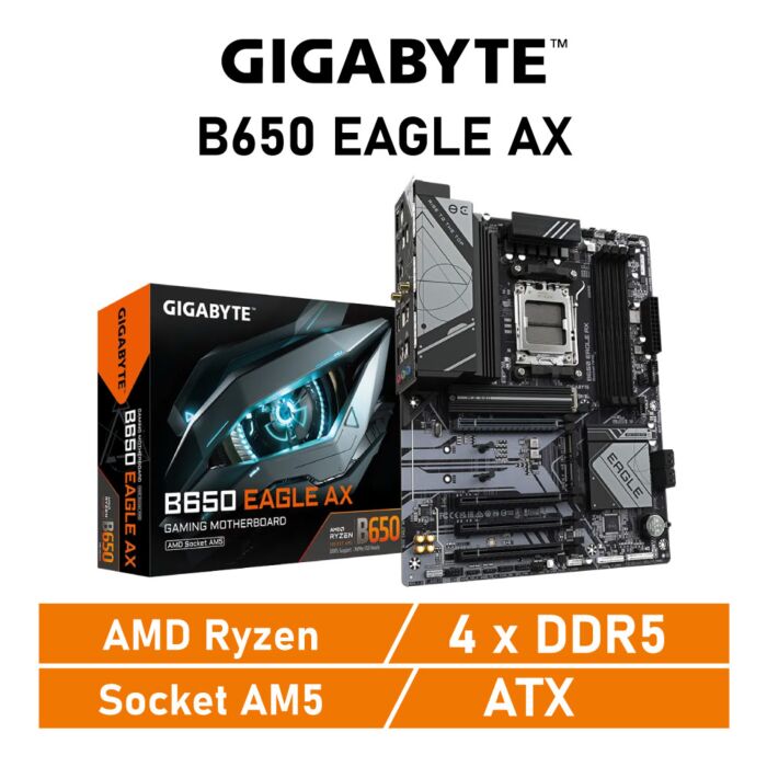 GIGABYTE B650 EAGLE AX AM5 AMD B650 ATX AMD Motherboard by gigabyte at Rebel Tech