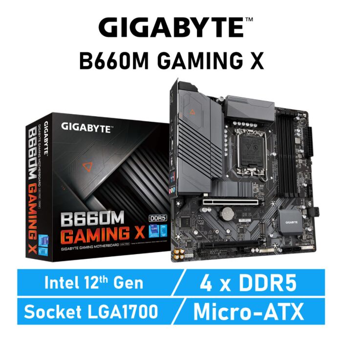 GIGABYTE B660M GAMING X LGA1700 Intel B660 Micro-ATX Intel Motherboard by gigabyte at Rebel Tech