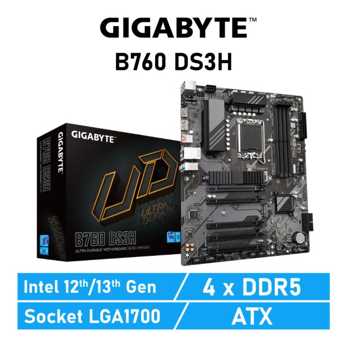 GIGABYTE B760 DS3H LGA1700 Intel B760 ATX Intel Motherboard by gigabyte at Rebel Tech