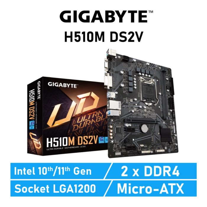 GIGABYTE H510M DS2V LGA1200 Intel H510 Micro-ATX Intel Motherboard by gigabyte at Rebel Tech