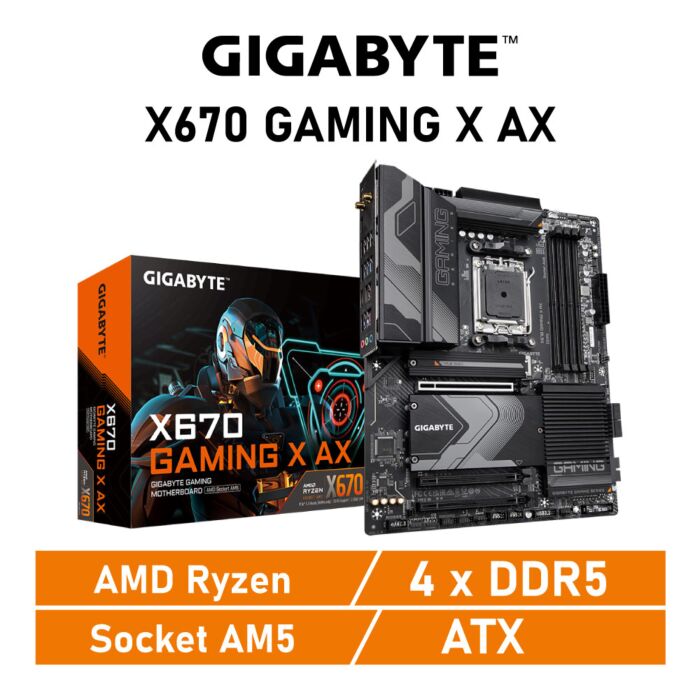 GIGABYTE X670 GAMING X AX AM5 AMD X670 ATX AMD Motherboard by gigabyte at Rebel Tech