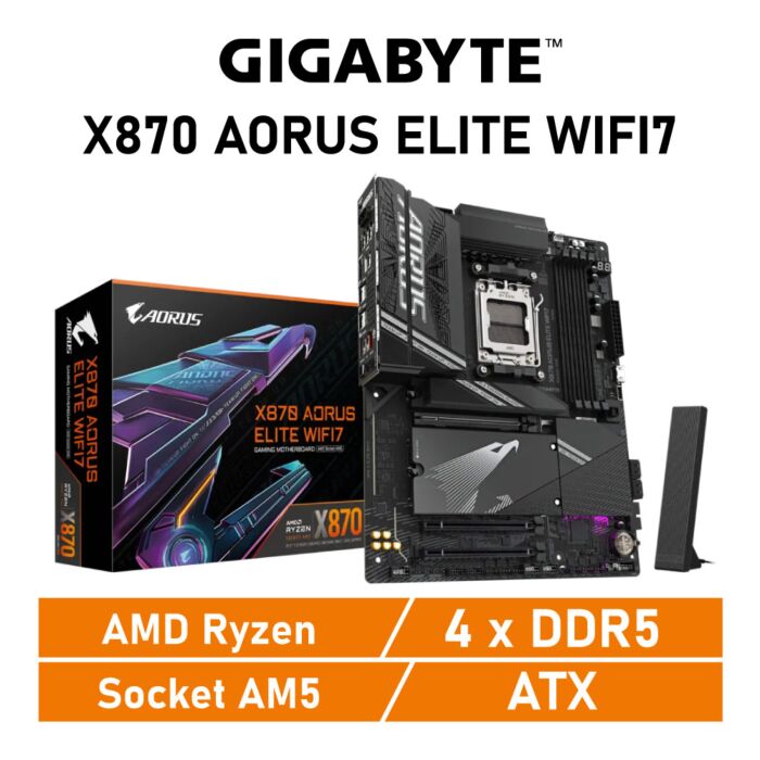 GIGABYTE X870 AORUS ELITE WIFI7 AM5 AMD X870 ATX AMD Motherboard by gigabyte at Rebel Tech