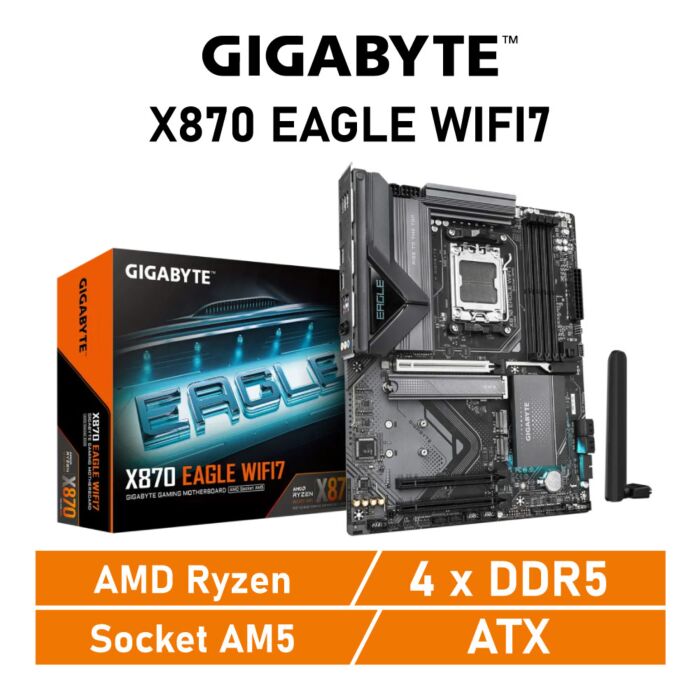 GIGABYTE X870 EAGLE WIFI7 AM5 AMD X870 ATX AMD Motherboard by gigabyte at Rebel Tech