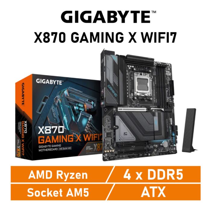 GIGABYTE X870 GAMING X WIFI7 AM5 AMD X870 ATX AMD Motherboard by gigabyte at Rebel Tech