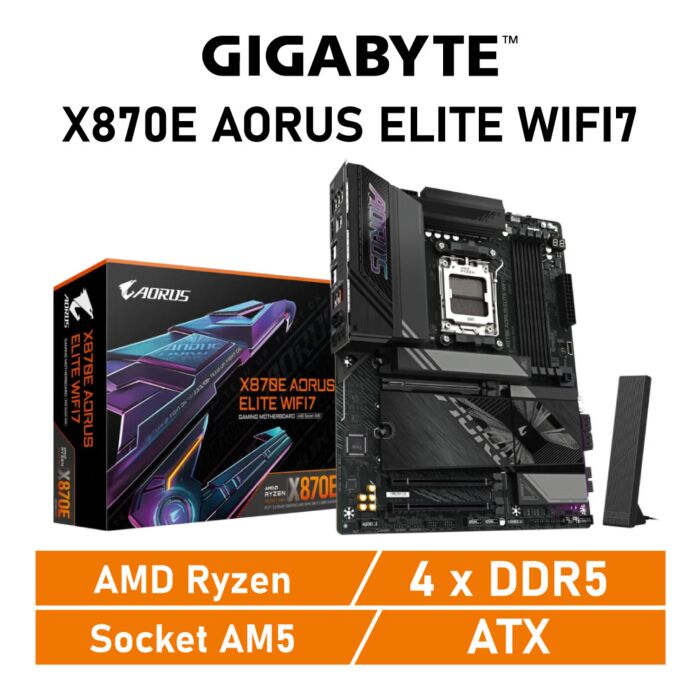 GIGABYTE X870E AORUS ELITE WIFI7 AM5 AMD X870 ATX AMD Motherboard by gigabyte at Rebel Tech