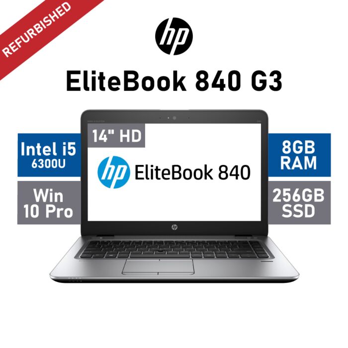 HP EliteBook 840 G3 14" Intel Core I5 6300U / 8GB RAM / 256GB SSD / Windows 10 Pro / A-Grade Refurbished Laptop by hp at Rebel Tech