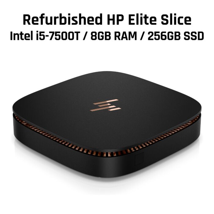 HP Elite Slice Intel Core I5-7500T / 8GB RAM / 256GB SSD / Windows 10 Pro Mini Refurbished Office PC  by hp at Rebel Tech