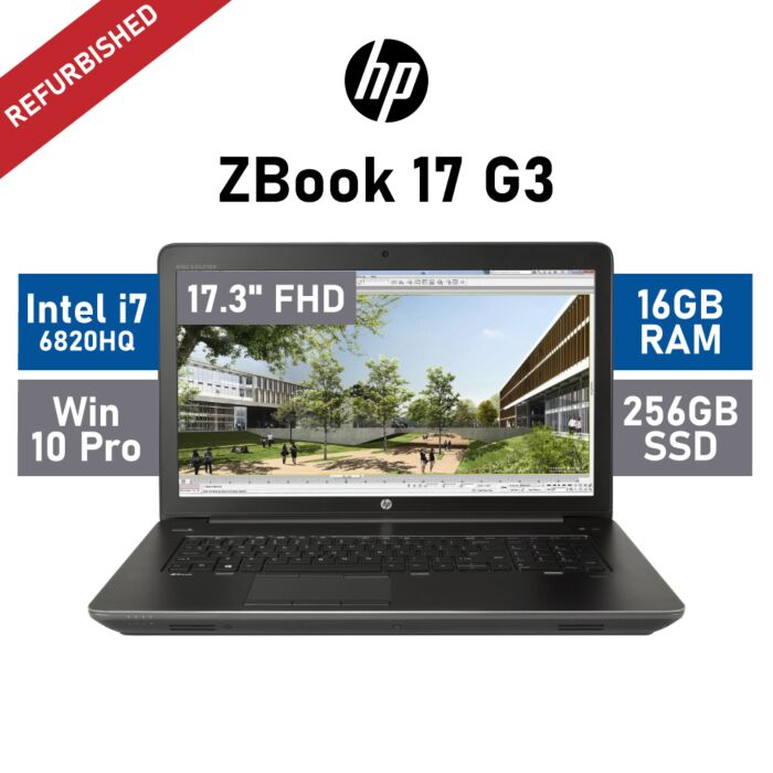 HP ZBook 17 G3 17.3" Intel Core i7-6820HQ / 16GB RAM / 256GB SSD / M3000M 4GB / Windows 10 Pro / A-Grade Refurbished Laptop by hp at Rebel Tech