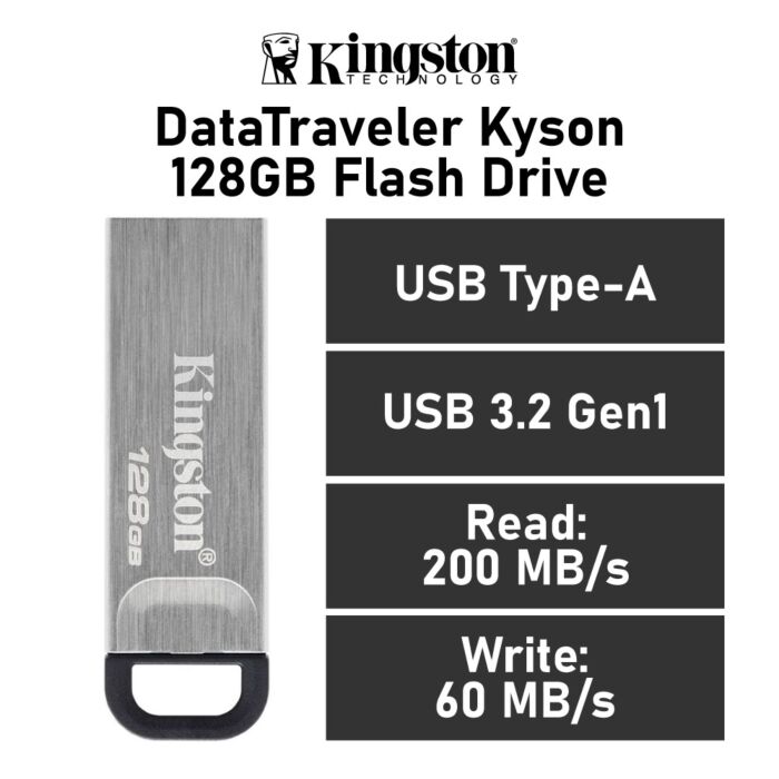 Kingston DataTraveler Kyson 128GB USB-A DTKN/128GB Flash Drive by kingston at Rebel Tech