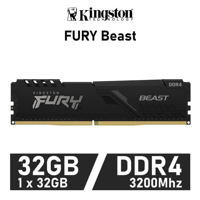 Kingston FURY Beast 32GB DDR4-3200 CL16 1.35v KF432C16BB/32 Desktop Memory by kingston at Rebel Tech