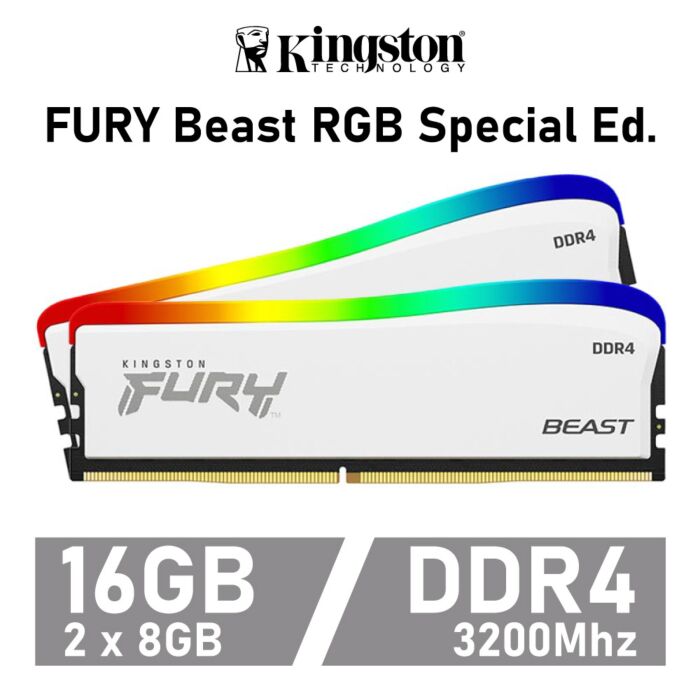 Kingston FURY Beast RGB Special Ed. 16GB Kit DDR4-3200 CL16 1.35v KF432C16BWAK2/16 Desktop Memory by kingston at Rebel Tech