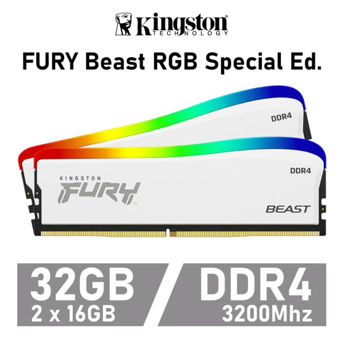 Kingston FURY Beast RGB Special Ed. 32GB Kit DDR4-3200 CL16 1.35v KF432C16BWAK2/32 Desktop Memory by kingston at Rebel Tech