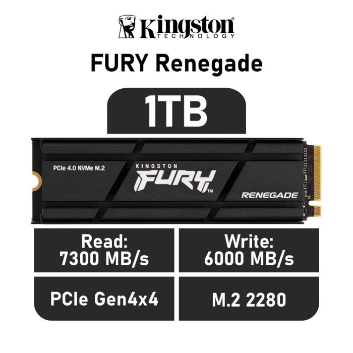 Kingston FURY Renegade 1TB PCIe Gen4x4 SFYRSK/1000G M.2 2280 Solid State Drive by kingston at Rebel Tech