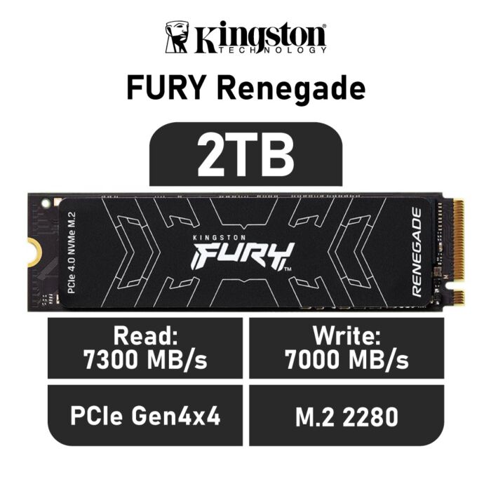 Kingston FURY Renegade 2TB PCIe Gen4x4 SFYRD/2000G M.2 2280 Solid State Drive by kingston at Rebel Tech