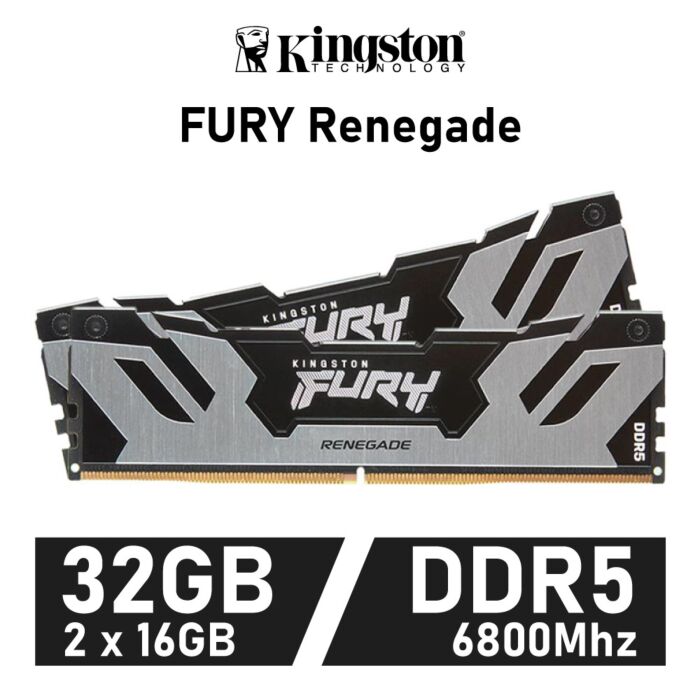 Kingston FURY Renegade 32GB Kit DDR5-6800 CL36 1.40v KF568C36RSK2-32 Desktop Memory by kingston at Rebel Tech