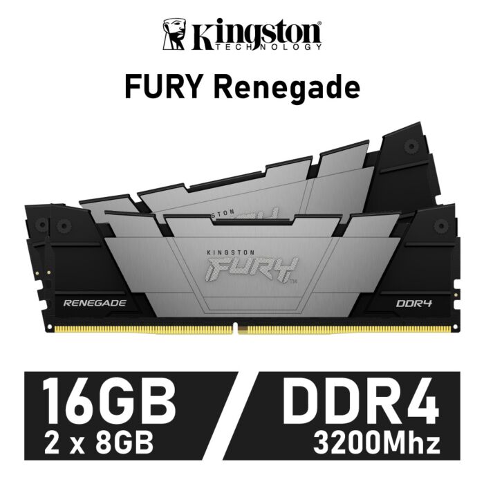 Kingston FURY Renegade 16GB Kit DDR4-3200 CL16 1.35v KF432C16RBK2/16 Desktop Memory by kingston at Rebel Tech