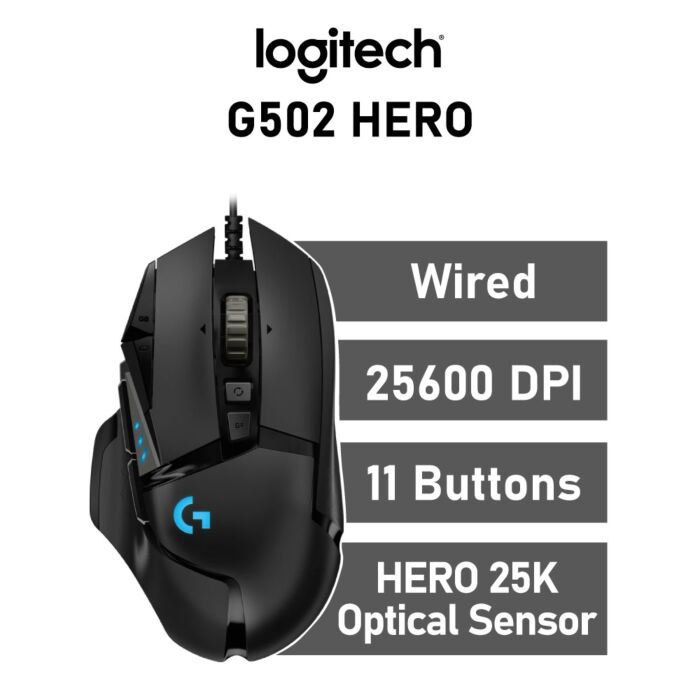 Logitech G502 HERO Optical 910-005471 Wired Gaming Mouse by logitech at Rebel Tech