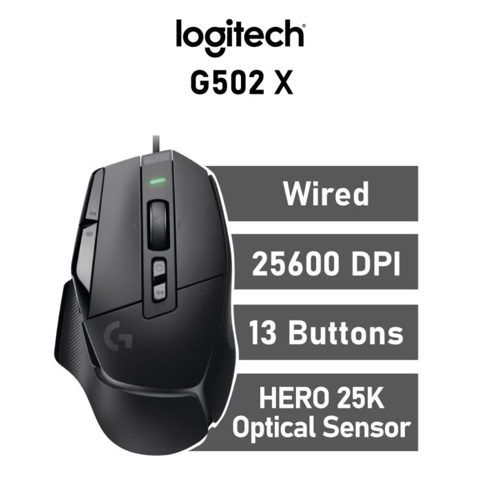 Logitech G502 X Optical 910-006139 Wired Gaming Mouse by logitech at Rebel Tech