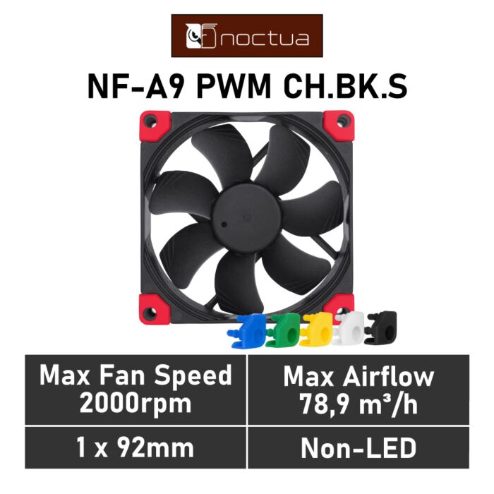 Noctua NF-A9 PWM chromax.black.swap 92mm PWM NF-A9 PWM CH.BK.S Case Fan by noctua at Rebel Tech