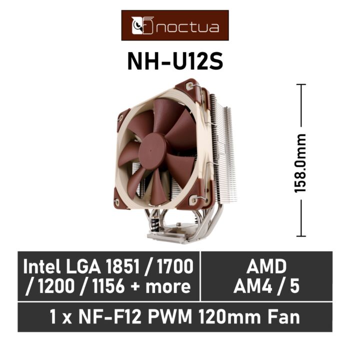 Noctua U12S NH-U12S Air Cooler by noctua at Rebel Tech