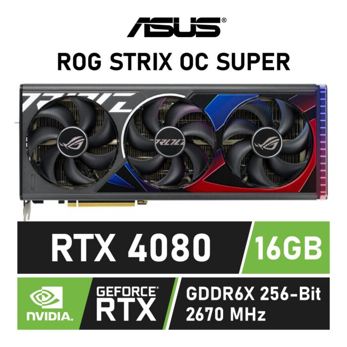 ROG STRIX GeForce RTX 4080 SUPER 16GB GDDR6X OC Edition 90YV0KB0-M0NA00 Graphics Card by asus at Rebel Tech