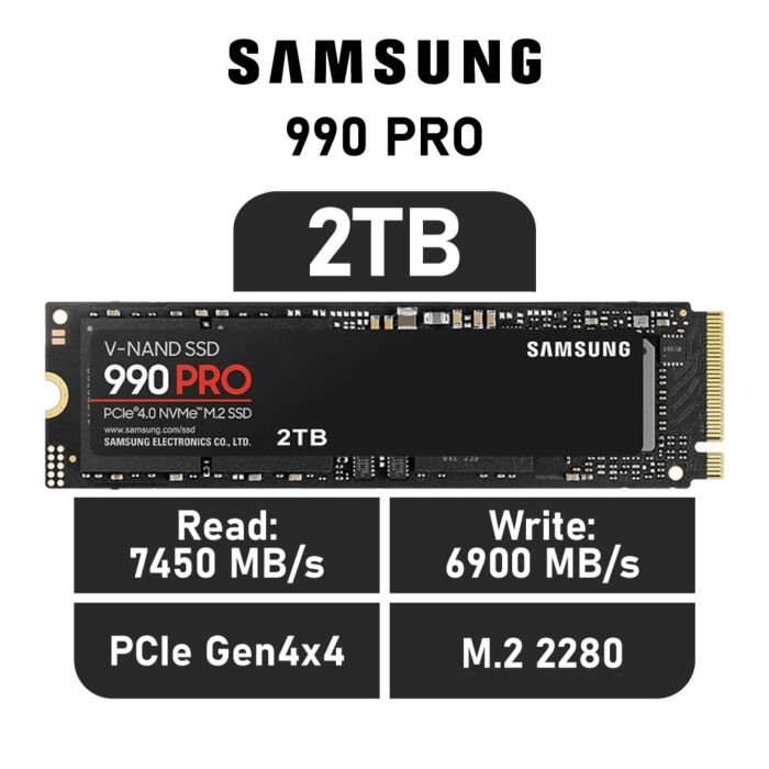 Samsung 990 PRO 2TB PCIe Gen4x4 MZ-V9P2T0BW M.2 2280 Solid State Drive by samsung at Rebel Tech