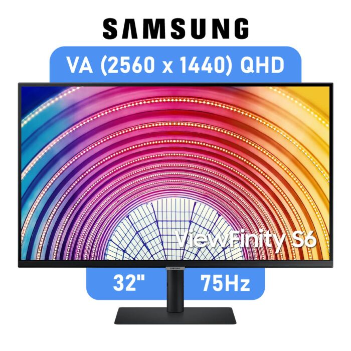 Samsung S60A LS32A600 32" VA QHD 75Hz LS32A600NWAXXA Flat Office Monitor by samsung at Rebel Tech