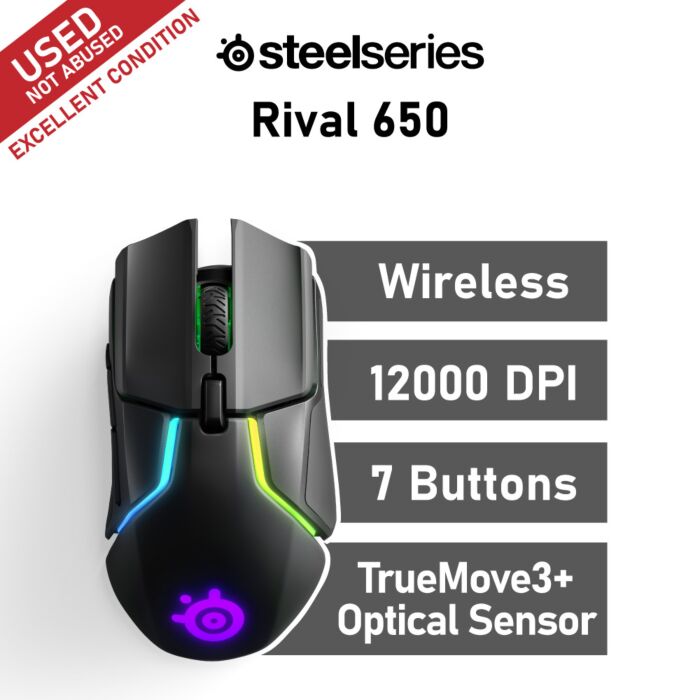 SteelSeries Rival 650 Wireless Optical 62456-USED-E Wireless Gaming Mouse by steelseries at Rebel Tech