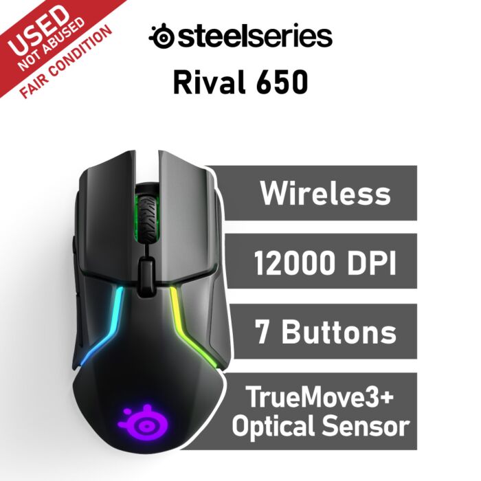 SteelSeries Rival 650 Wireless Optical 62456-USED-F Wireless Gaming Mouse by steelseries at Rebel Tech