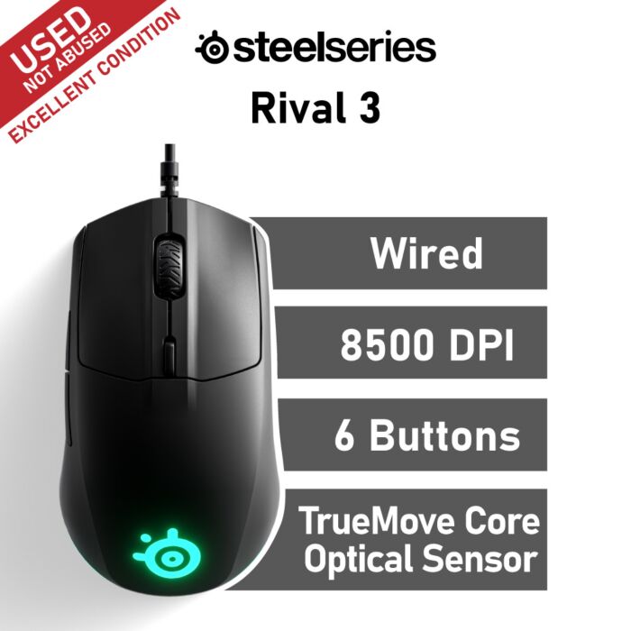 SteelSeries Rival 3 Optical 62513-USED-E Wired Gaming Mouse by steelseries at Rebel Tech