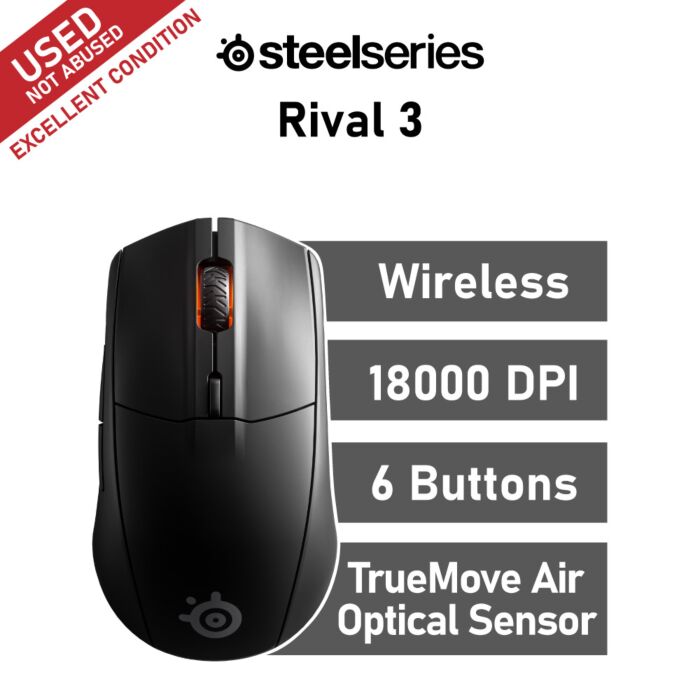 SteelSeries Rival 3 Wireless Optical 62521-USED-E Wireless Gaming Mouse by steelseries at Rebel Tech