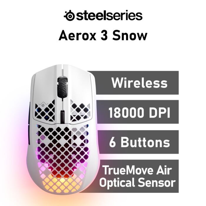 SteelSeries Aerox 3 Wireless 2022 Optical 62608 Wireless Gaming Mouse by steelseries at Rebel Tech