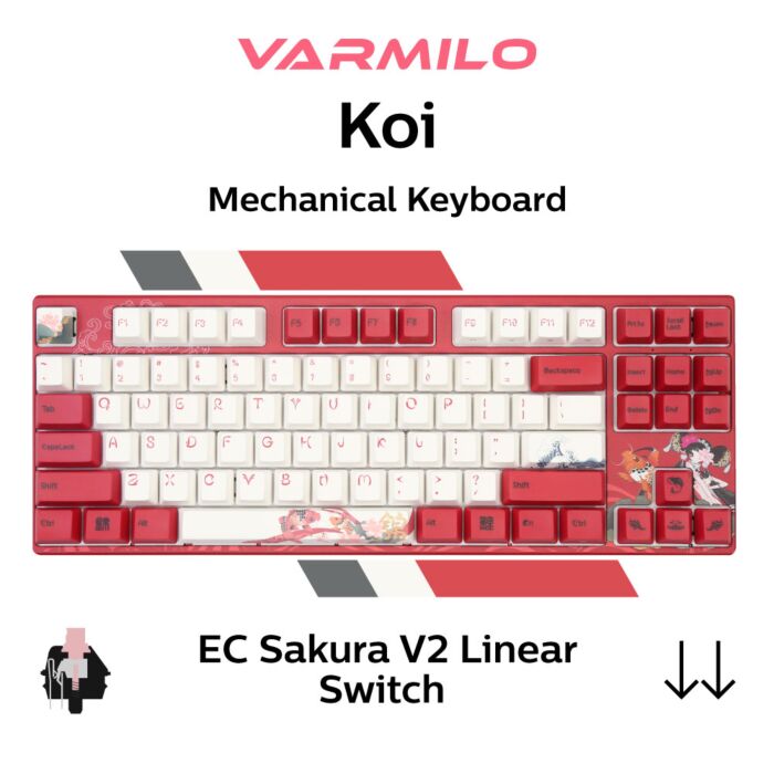 Varmilo MA87 V2 Koi EC Sakura V2 A33A039A9A3A01A034 TKL Size Mechanical Keyboard by varmilo at Rebel Tech