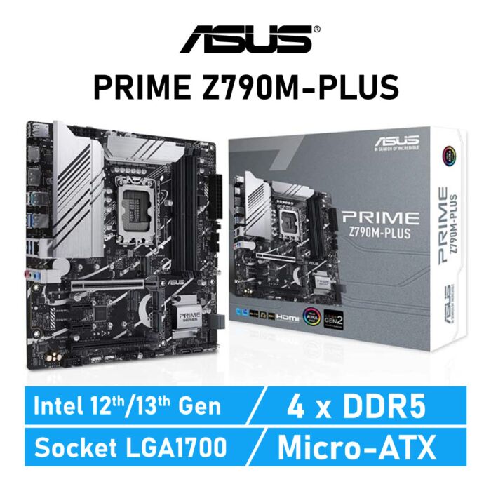 ASUS PRIME Z790M-PLUS LGA1700 Intel Z790 Micro-ATX Intel Motherboard by asus at Rebel Tech