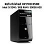 HP PRO 3500 Intel Core I3-3240 / 8GB RAM / 500GB HDD / Windows 10 Pro Tower Refurbished Office PC  by hp at Rebel Tech