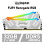 Kingston FURY Renegade RGB 32GB Kit DDR5-6000 CL32 1.35v KF560C32RWAK2-32 Desktop Memory by kingston at Rebel Tech